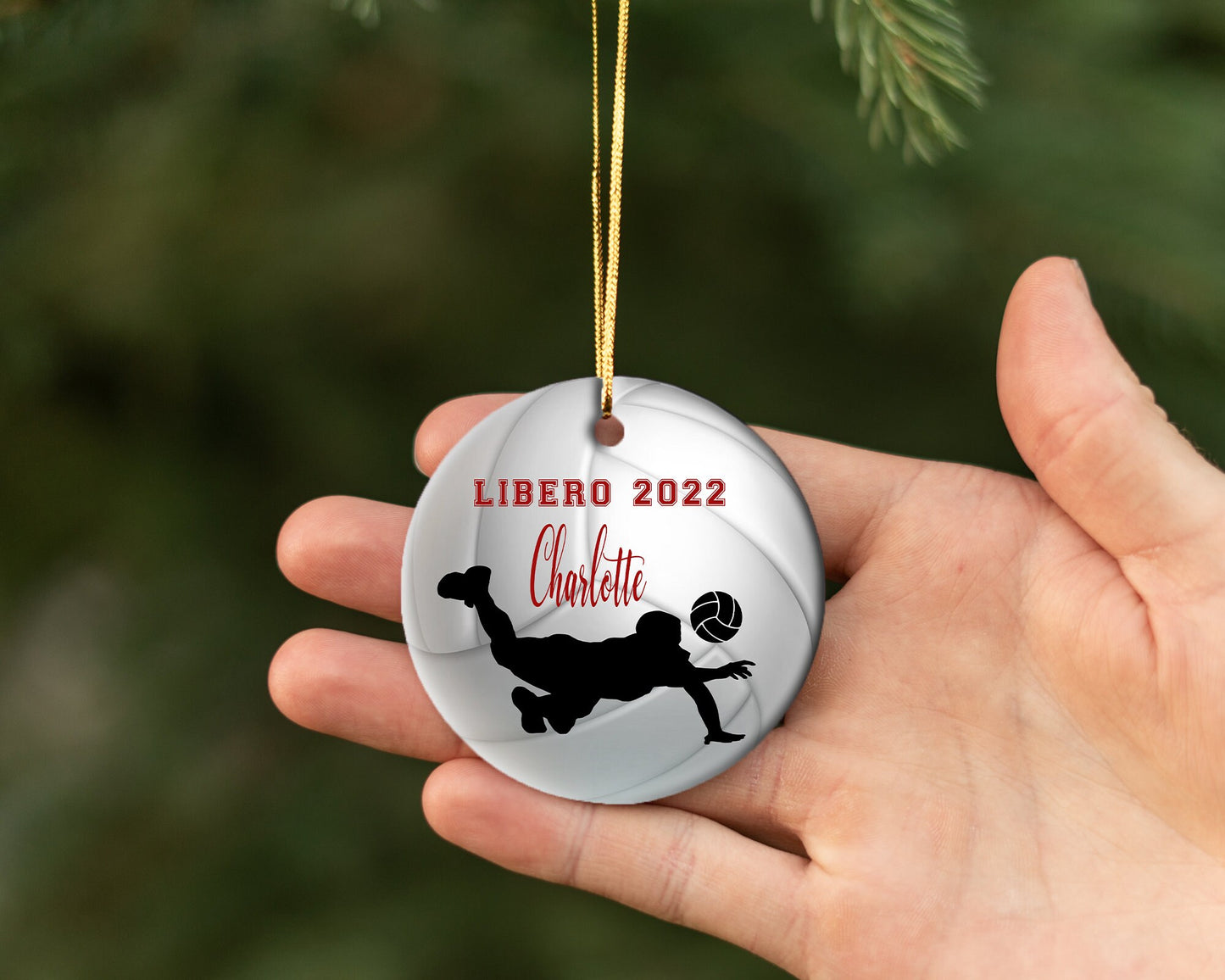 Personalized Volleyball Ornament/ Ceramic Christmas Ornament/ Custom With Names And Date/ Custom Team Name/ Volleyball Christmas Gift