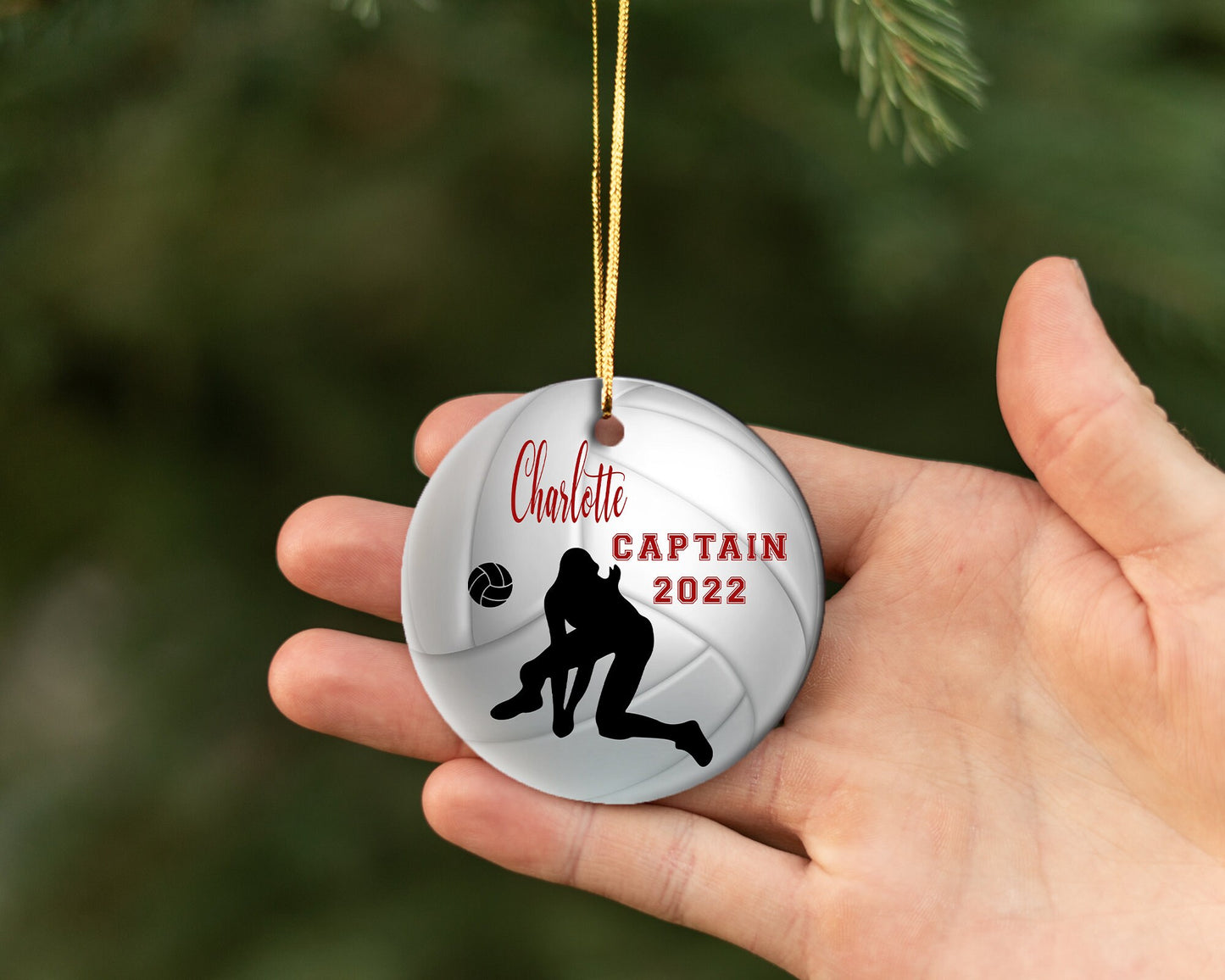 Personalized Volleyball Ornament/ Ceramic Christmas Ornament/ Custom With Names And Date/ Custom Team Name/ Volleyball Christmas Gift