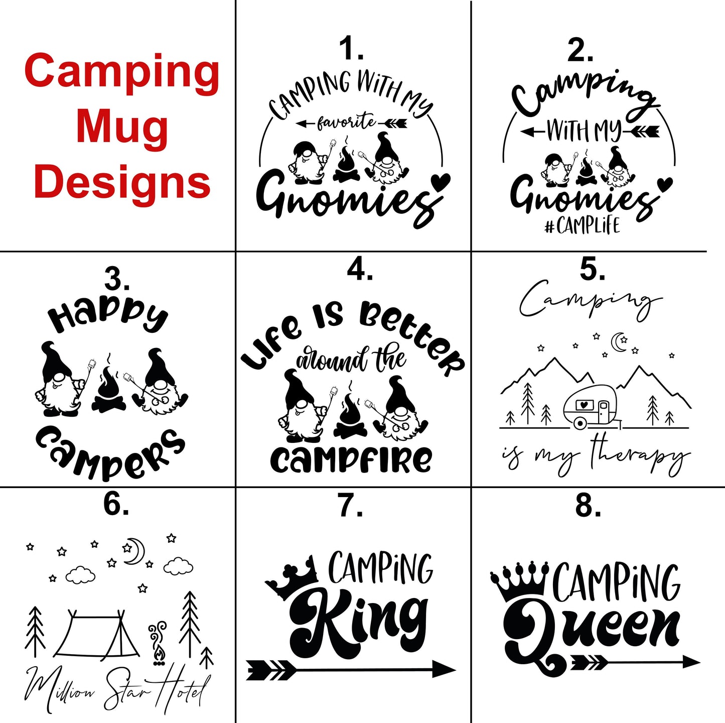 Personalized Design and Name Camping Mugs/ Two Sided Mug/ 8 Camping Designs To Choose/ 8 Camping Design Colors to Choose/ Christmas Gift