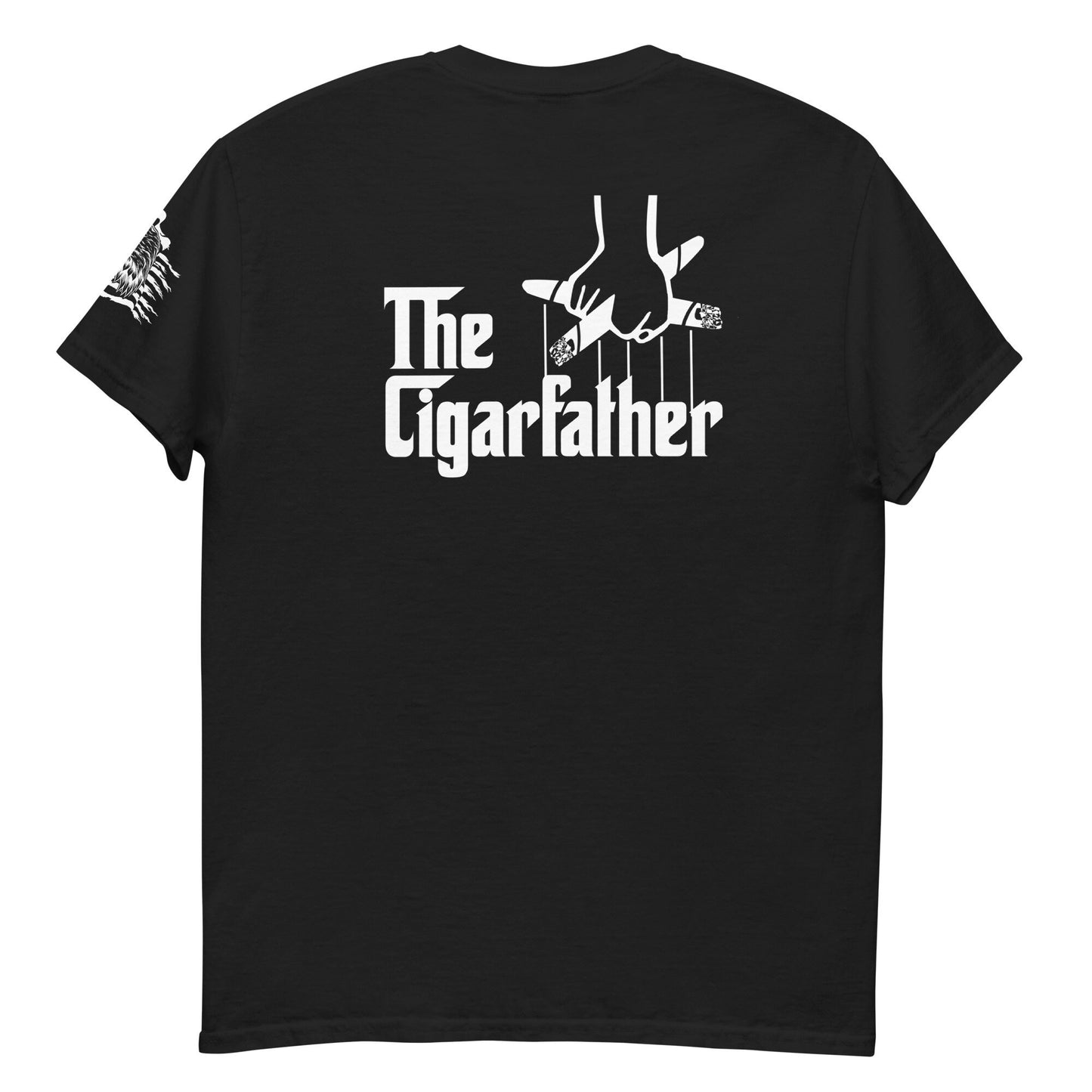 The Cigar Father/ Patriotic Eagle on Flag on Sleeve/ Cigar Lovers Short Sleeve T-Shirt/ Cigar Gift