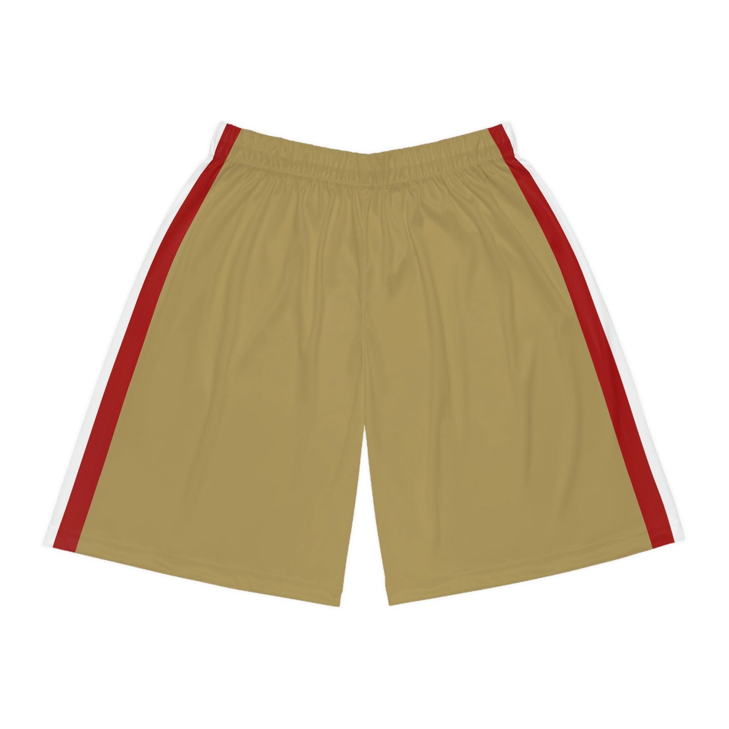 San Francisco Men's Athletic Shorts/Team Colors Gold With Red And White Stripes/Men's Football Style Shorts/ Game Day Ready