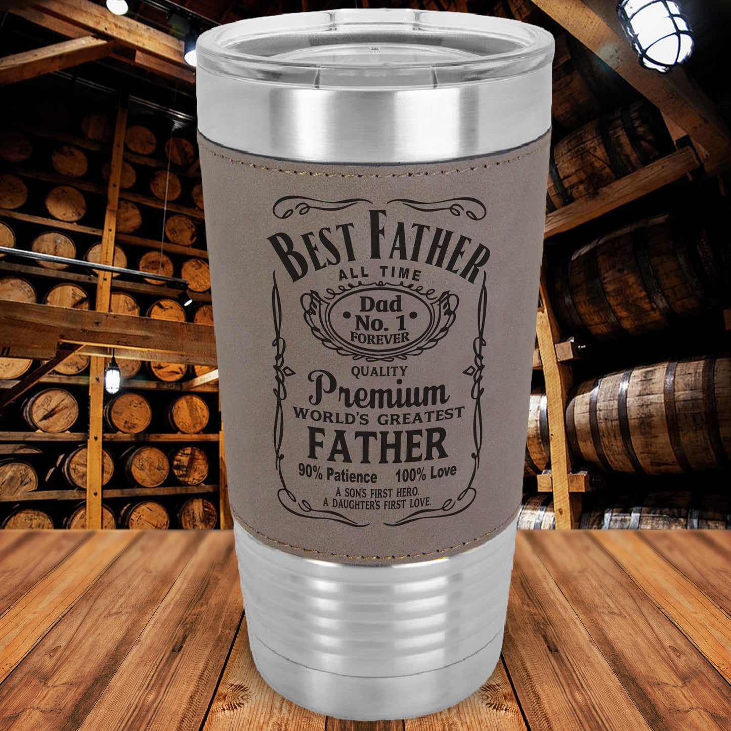 Personalized Best Father Engraved 20 oz. Leatherette Tumbler