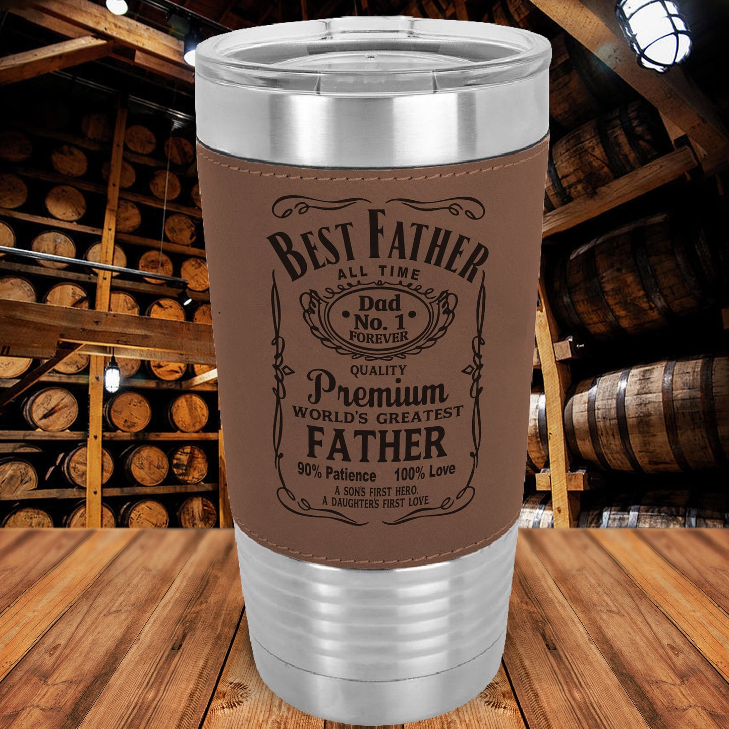 Personalized Best Father Engraved 20 oz. Leatherette Tumbler