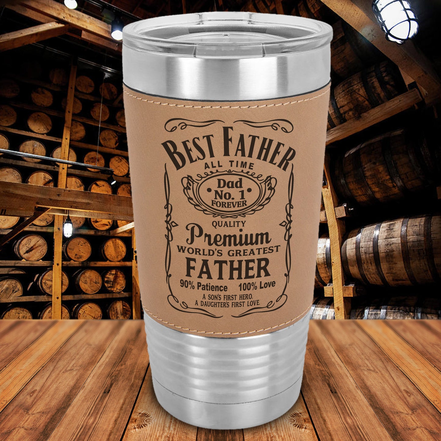 Personalized Best Father Engraved 20 oz. Leatherette Tumbler