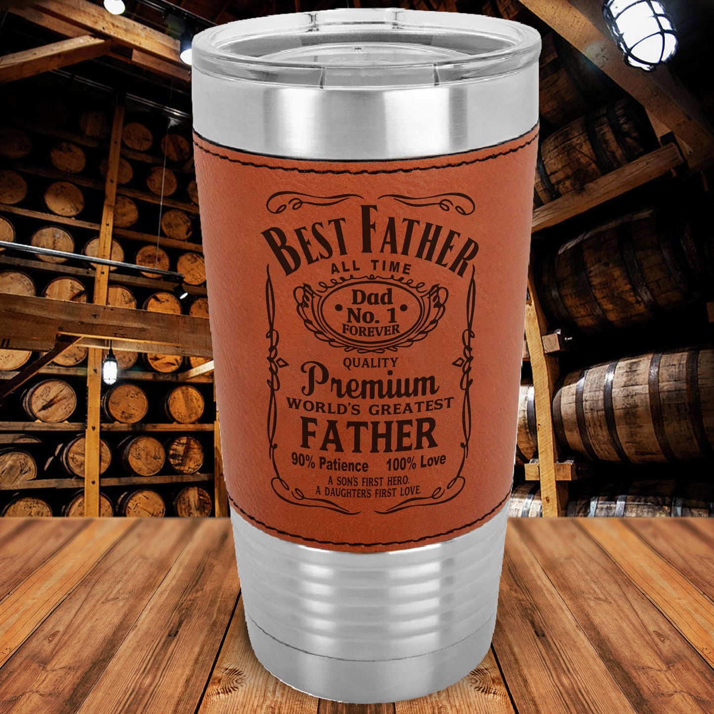 Personalized Best Father Engraved 20 oz. Leatherette Tumbler