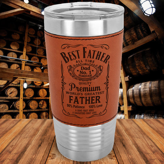 Personalized Best Father Engraved 20 oz. Leatherette Tumbler