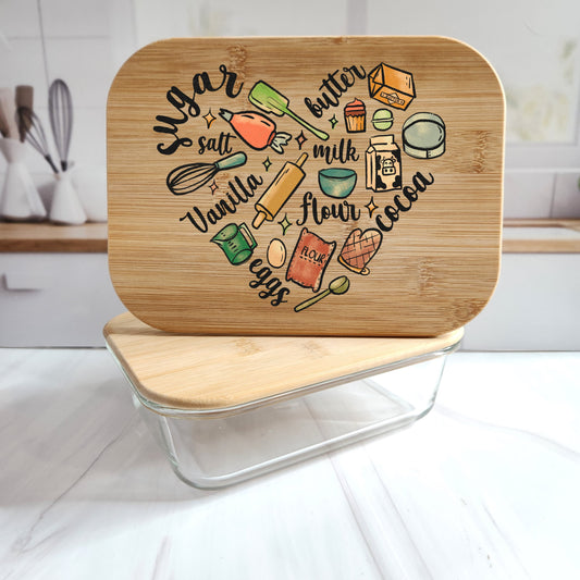 Personalized Glass Containers With Color Print Eco-Friendly Bamboo Lids