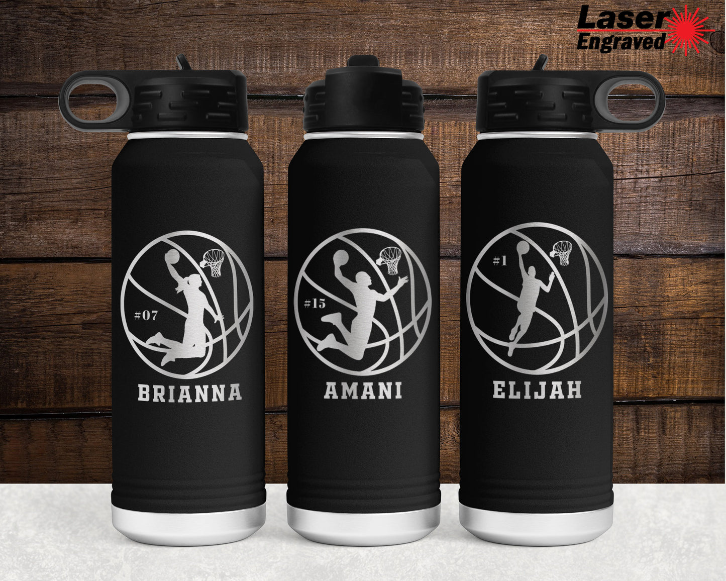 Personalized 32 oz Basketball Player Sports Water Bottle