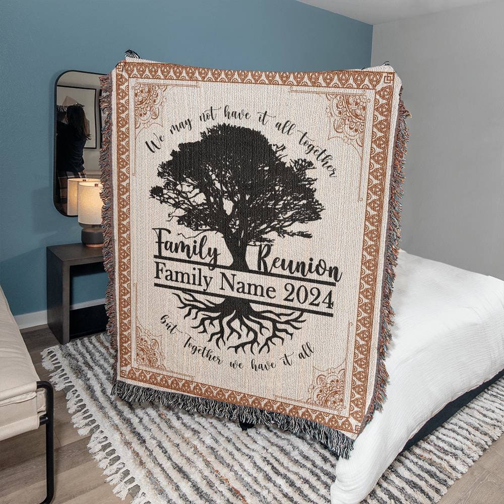 Personalized Family Reunion Woven Blanket - Customizable Keepsake - Family Legacy: Customized Name & Date Woven Blanket