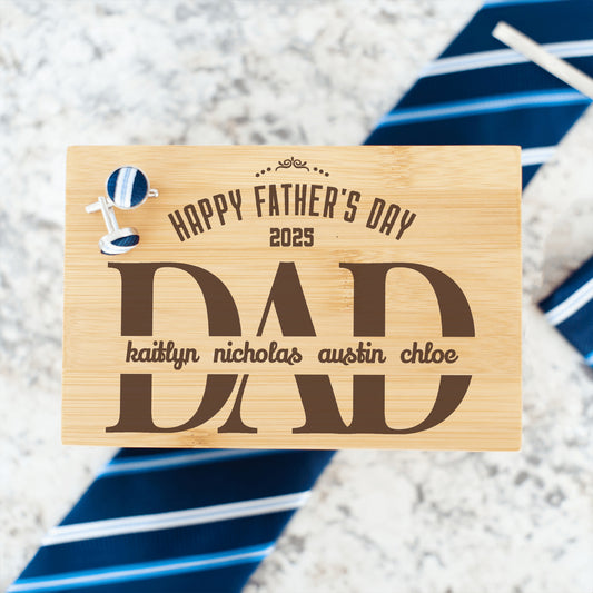 Personalized Bamboo Tie Gift Box – Father's Day, Retirement, Birthday Gift