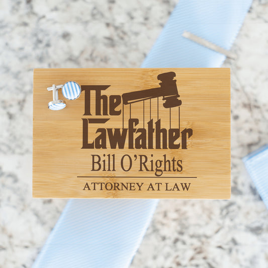 Personalized Lawyer Father's Day Gift, Custom Tie Box With Funny Laser Engraved Design, The Law Father