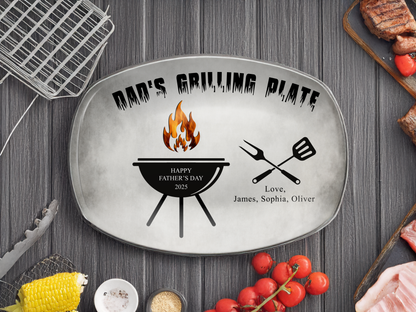 Personalized Dad or Grandpa Grilling Platter With Kids' Names