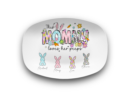 Personalized Easter Platter, Gift For Grandma, Mom, Mimi, Nana, Nanny, Gigi, Mama, Mother's Day, Pick Custom Bunny Peeps With Names On Plate