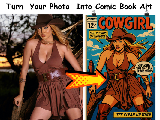 Retro Western Woman Comic Poster - Vintage Art Decor