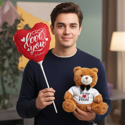 Personalized Teddy Bear Gift, Custom Soft Plush Toy, Love Teddy with Bow Tie, Perfect Romantic Gift, Sentimental Keepsake, Cute Stuffed Animal, Adorable Valentine Gift