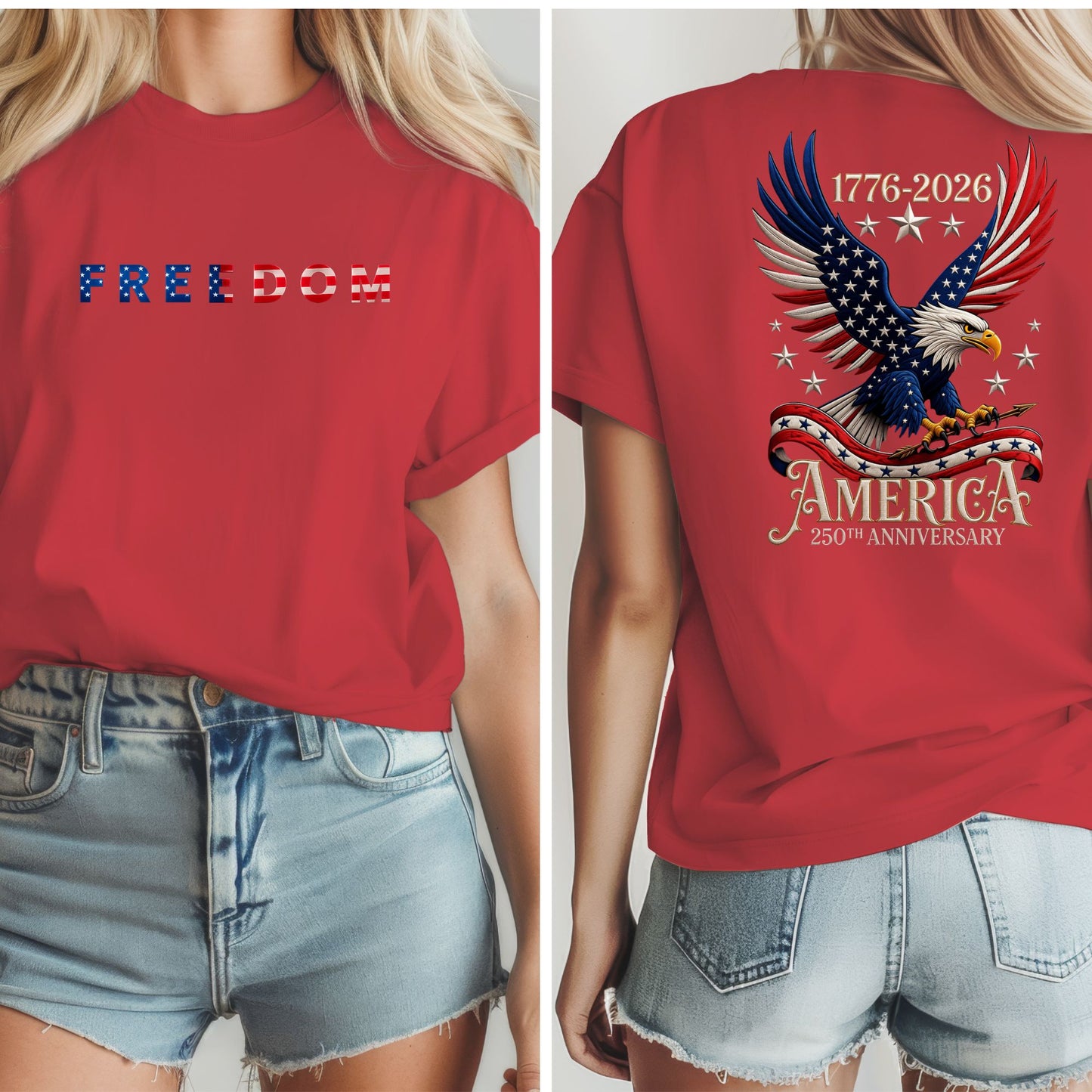 Patriotic Eagle Freedom T-Shirt, 250th Anniversary USA Pride Tee