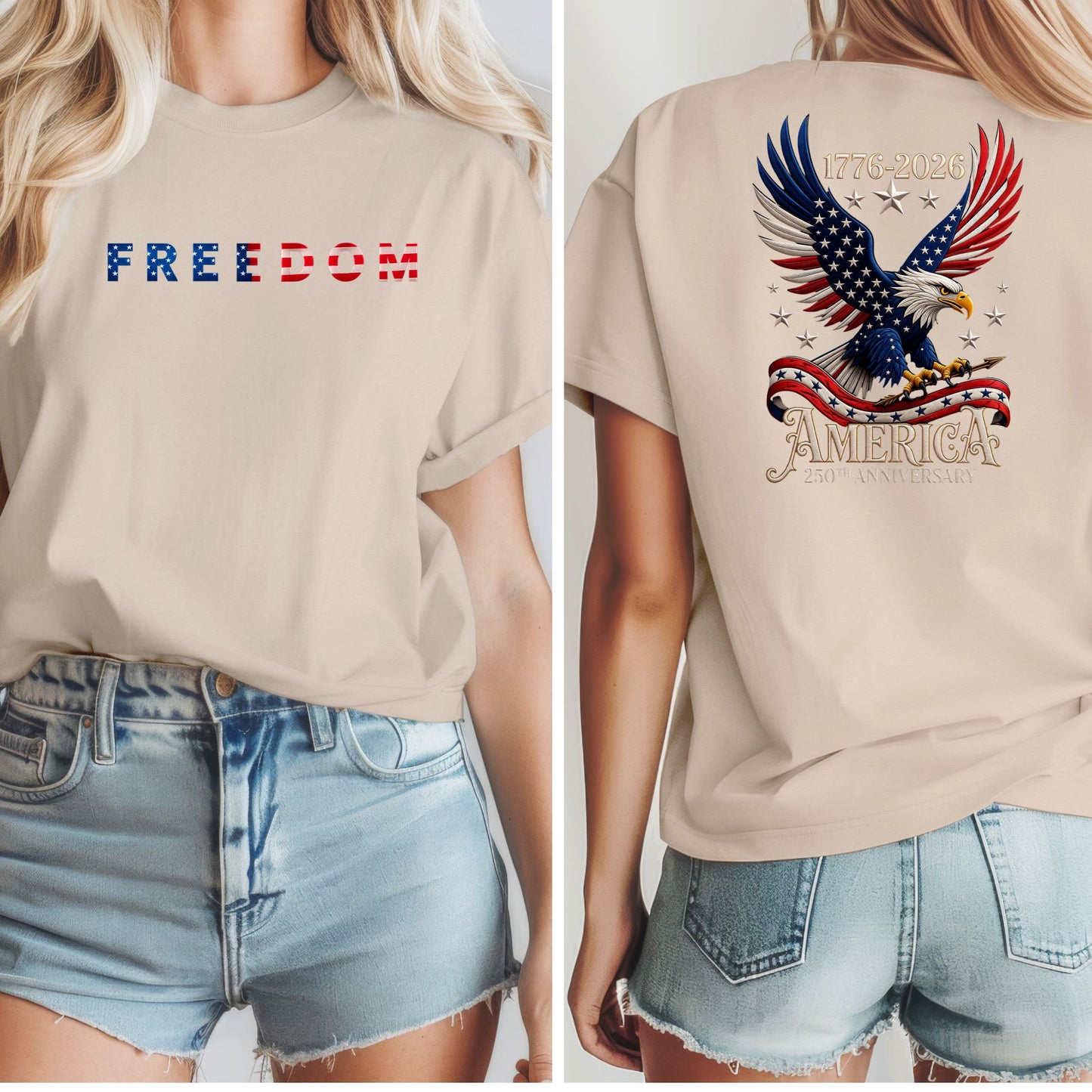 Patriotic Eagle Freedom T-Shirt, 250th Anniversary USA Pride Tee