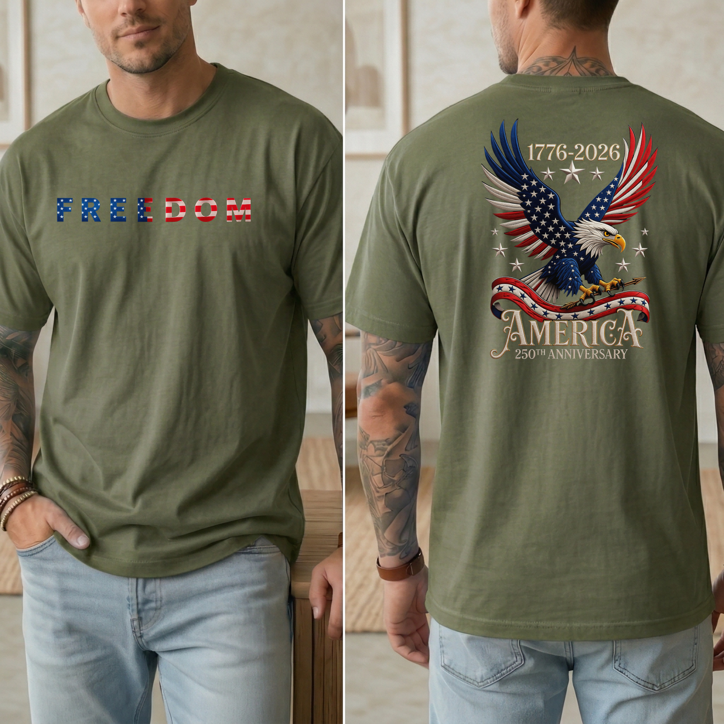 Patriotic Eagle Freedom T-Shirt, 250th Anniversary USA Pride Tee