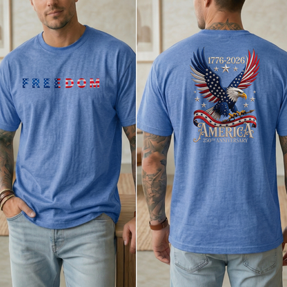 Patriotic Eagle Freedom T-Shirt, 250th Anniversary USA Pride Tee
