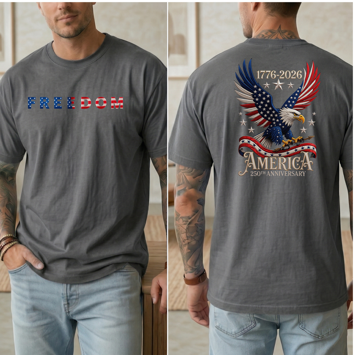 Patriotic Eagle Freedom T-Shirt, 250th Anniversary USA Pride Tee