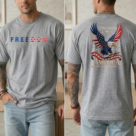 Patriotic Eagle Freedom T-Shirt, 250th Anniversary USA Pride Tee
