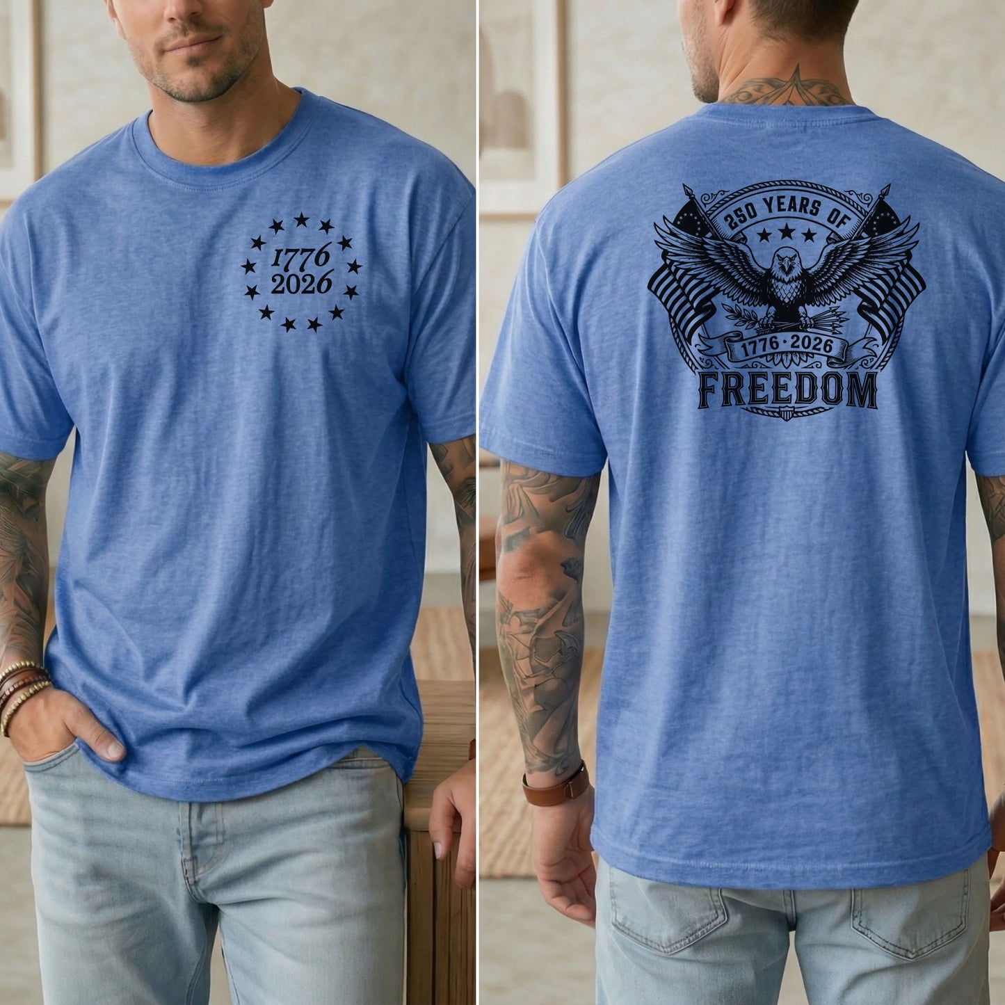 USA 250th Anniversary T-Shirt, Patriotic Eagle Freedom Apparel, 1776-2026 Celebration