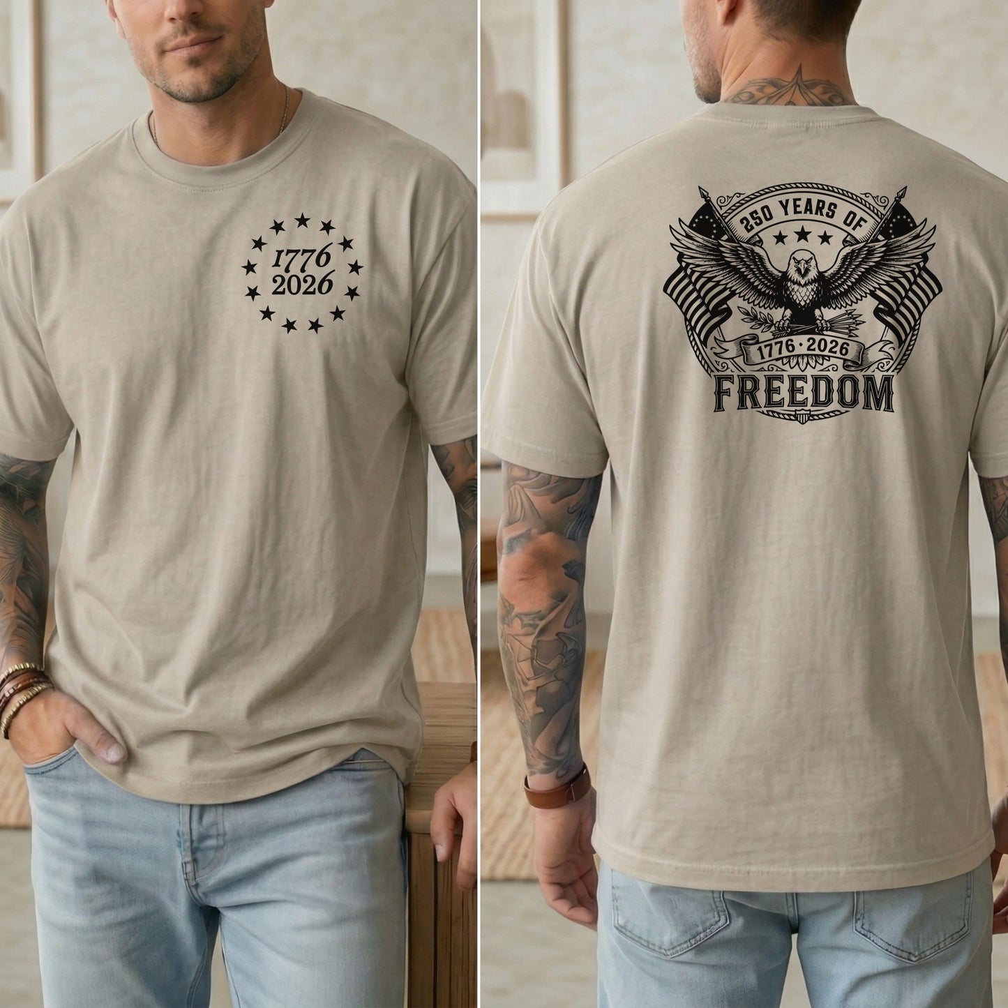 USA 250th Anniversary T-Shirt, Patriotic Eagle Freedom Apparel, 1776-2026 Celebration
