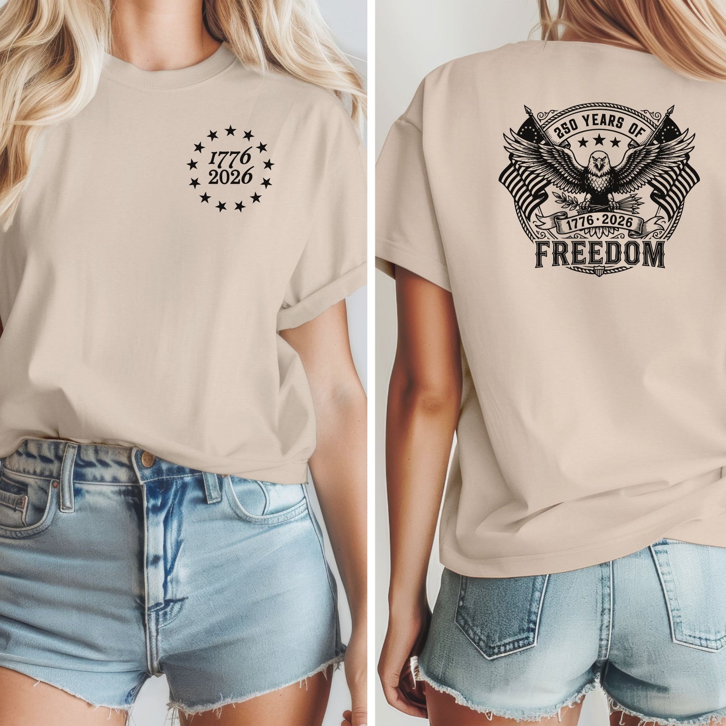 USA 250th Anniversary T-Shirt, Patriotic Eagle Freedom Apparel, 1776-2026 Celebration