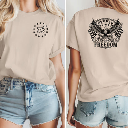 USA 250th Anniversary T-Shirt, Patriotic Eagle Freedom Apparel, 1776-2026 Celebration