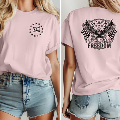 USA 250th Anniversary T-Shirt, Patriotic Eagle Freedom Apparel, 1776-2026 Celebration