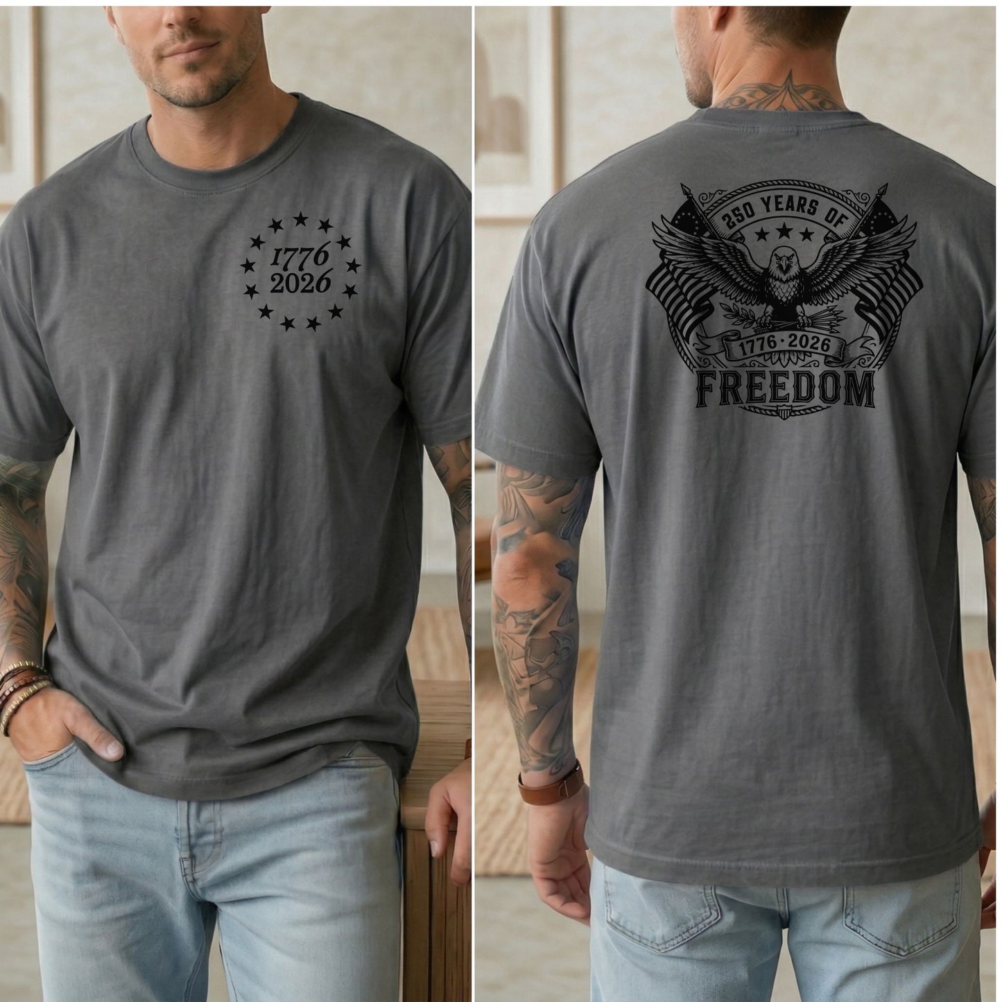 USA 250th Anniversary T-Shirt, Patriotic Eagle Freedom Apparel, 1776-2026 Celebration