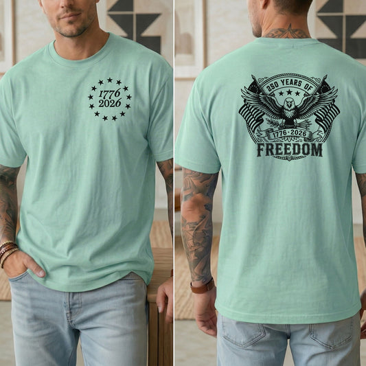 USA 250th Anniversary T-Shirt, Patriotic Eagle Freedom Apparel, 1776-2026 Celebration