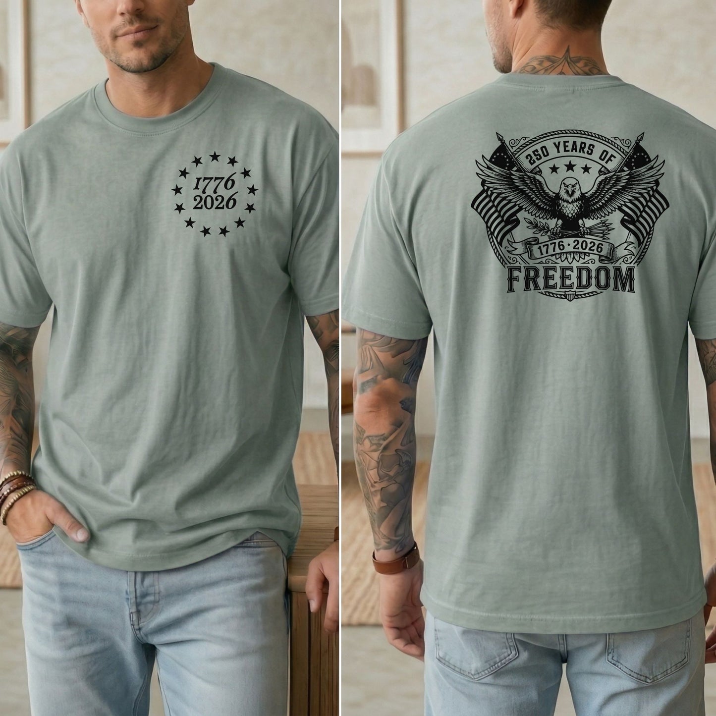 USA 250th Anniversary T-Shirt, Patriotic Eagle Freedom Apparel, 1776-2026 Celebration