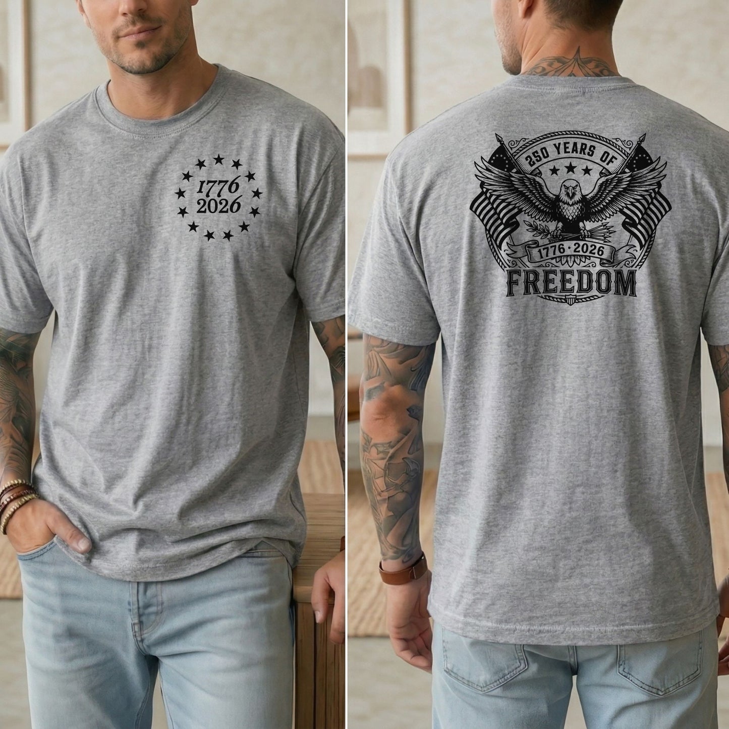 USA 250th Anniversary T-Shirt, Patriotic Eagle Freedom Apparel, 1776-2026 Celebration