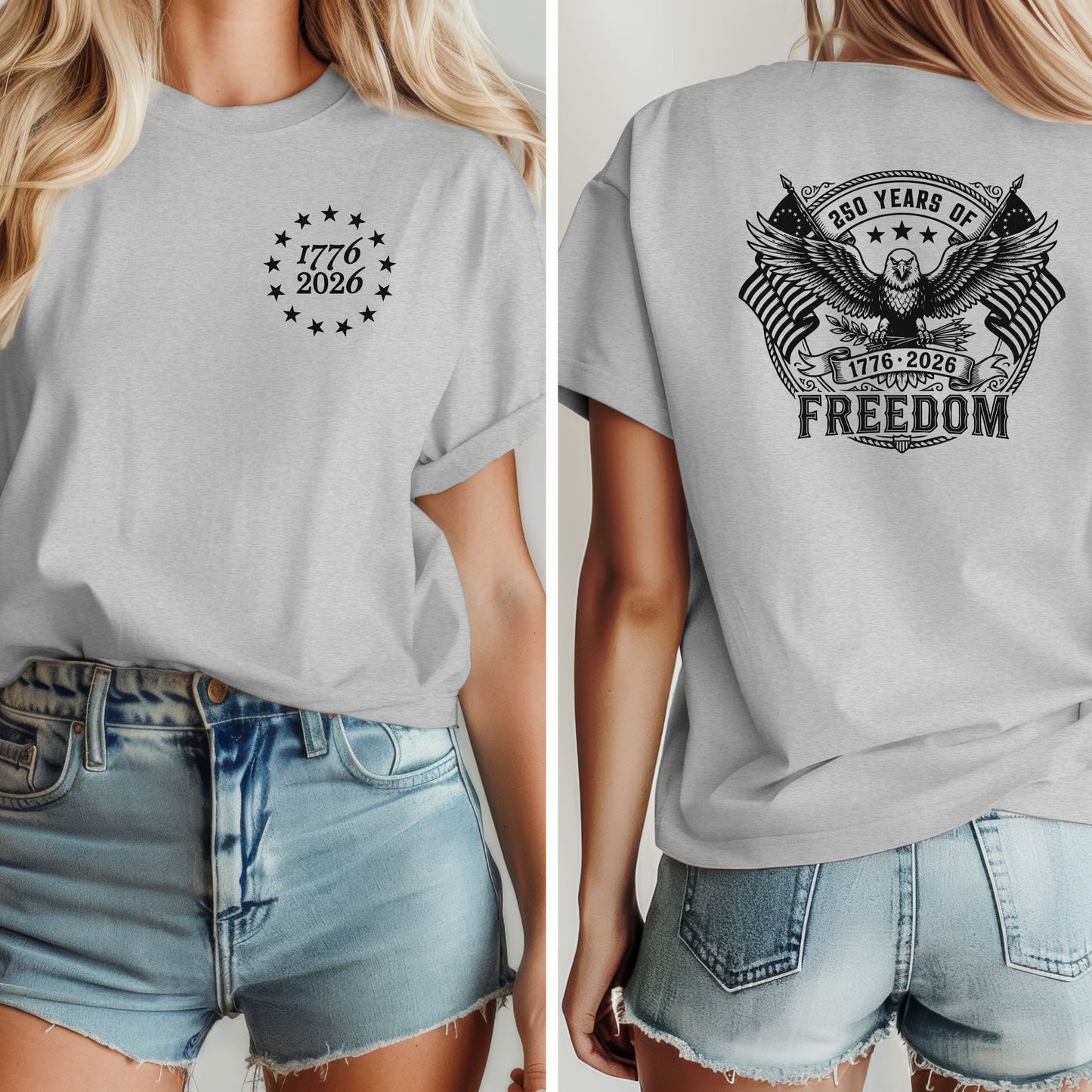 USA 250th Anniversary T-Shirt, Patriotic Eagle Freedom Apparel, 1776-2026 Celebration
