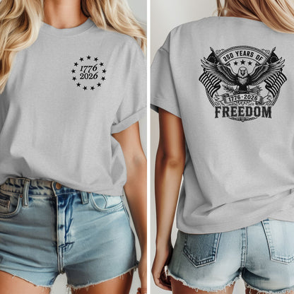 USA 250th Anniversary T-Shirt, Patriotic Eagle Freedom Apparel, 1776-2026 Celebration