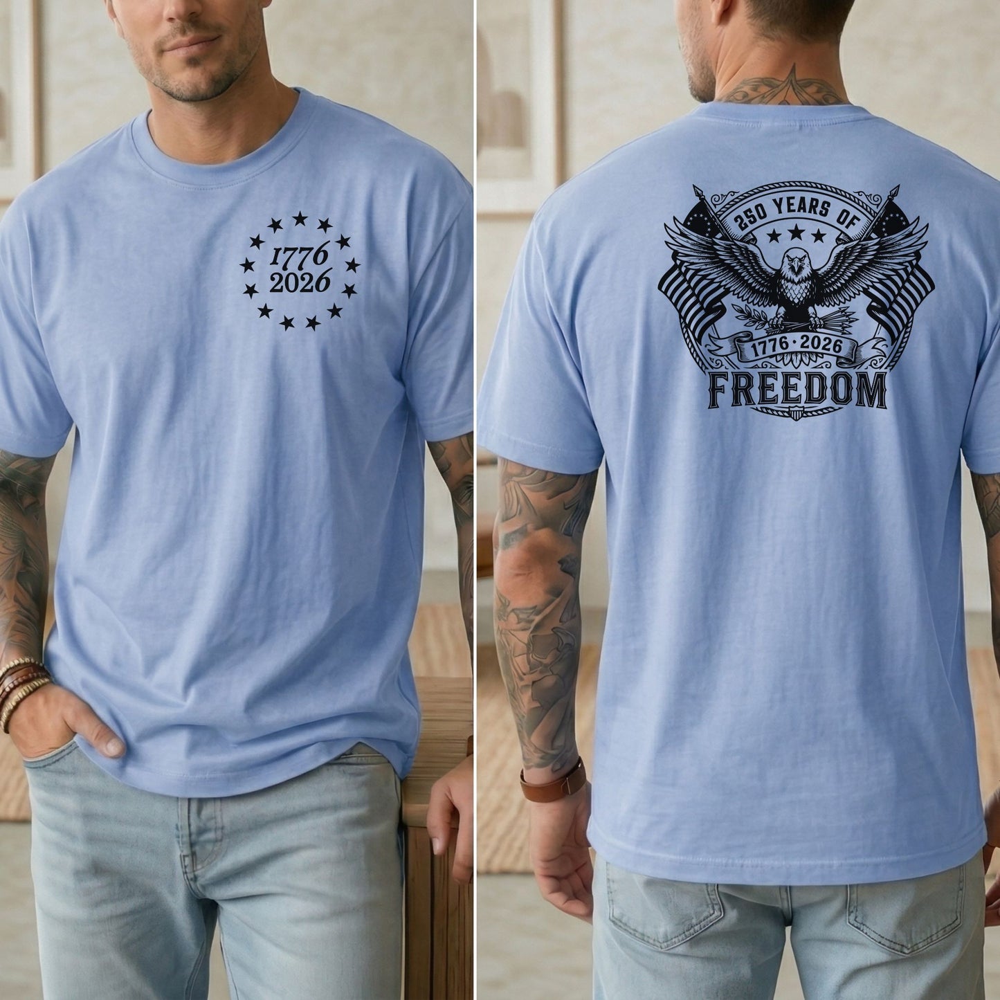 USA 250th Anniversary T-Shirt, Patriotic Eagle Freedom Apparel, 1776-2026 Celebration