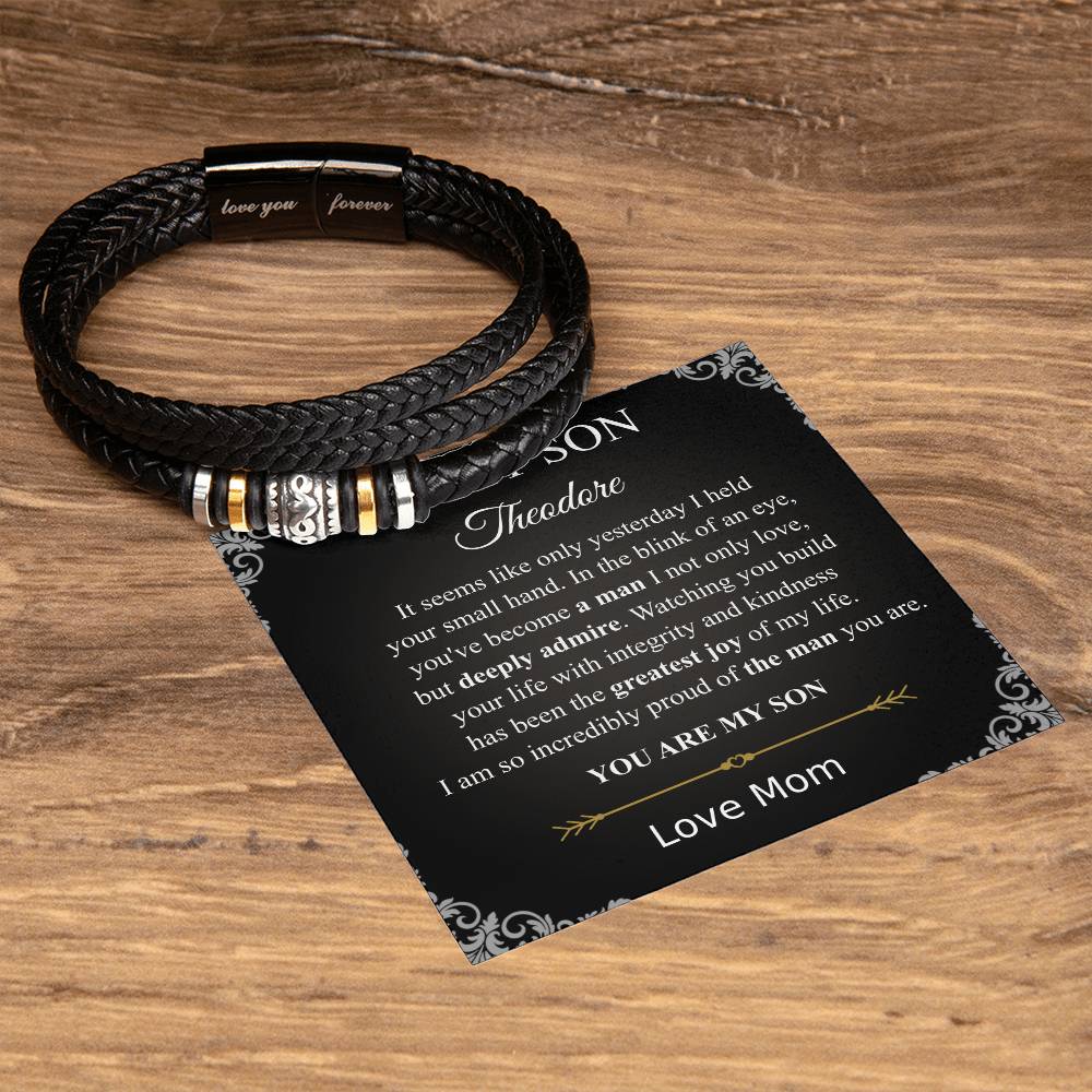 Bracelet for Son from Parents • Birthday Gift for Son • Graduation Gift • Son Bracelet with Engraved Message • Christmas Gifts for Son
