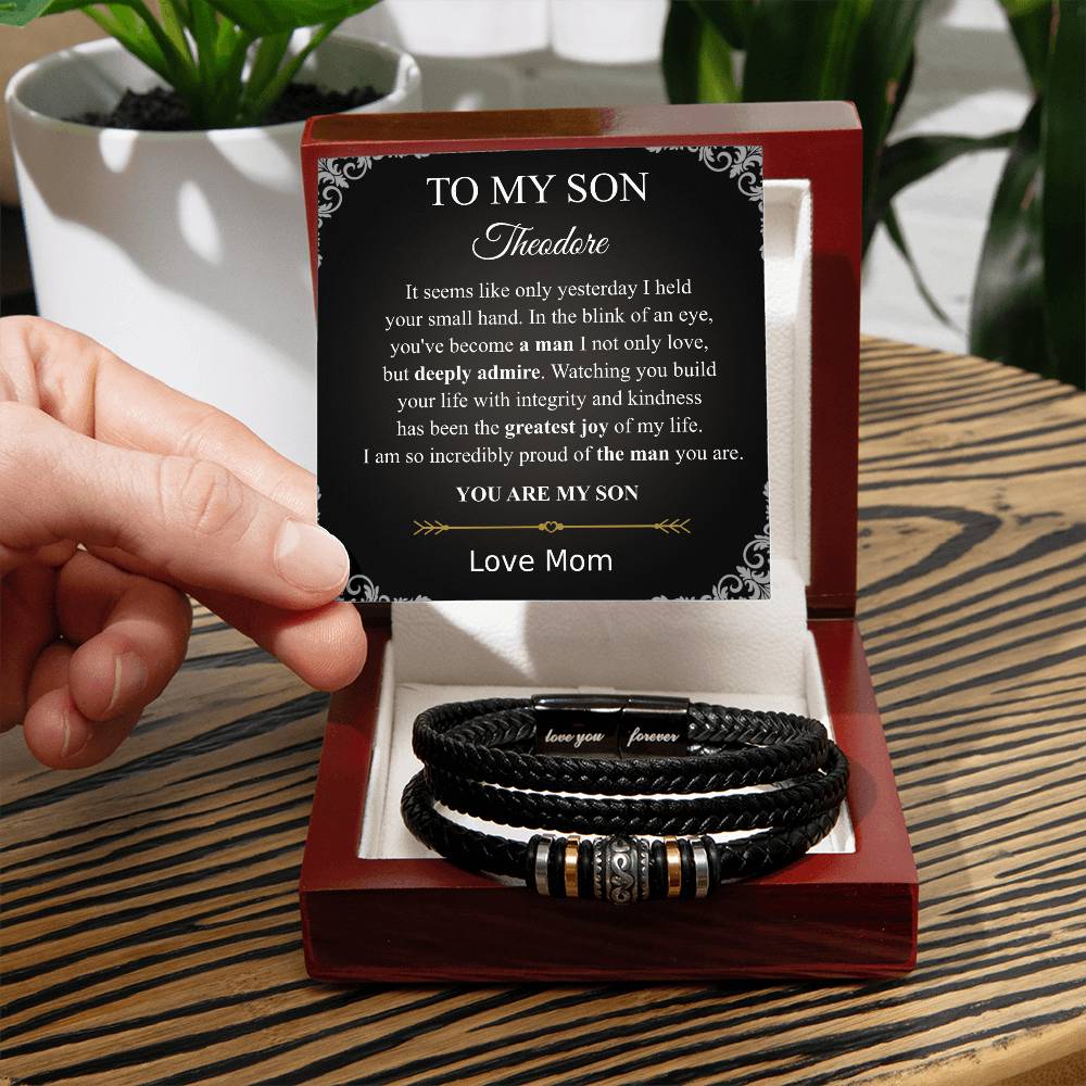 Bracelet for Son from Parents • Birthday Gift for Son • Graduation Gift • Son Bracelet with Engraved Message • Christmas Gifts for Son