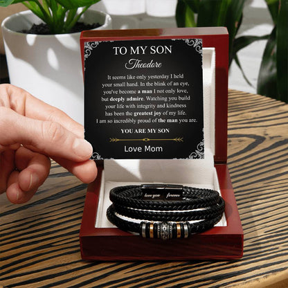 Bracelet for Son from Parents • Birthday Gift for Son • Graduation Gift • Son Bracelet with Engraved Message • Christmas Gifts for Son