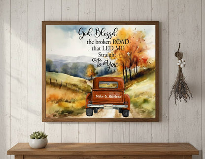 Custom Canvas Art, Romantic Landscape Wall Decor, Customizable Couple Gift, Personalized Name Sign, Love Story Artwork, Home Decoration