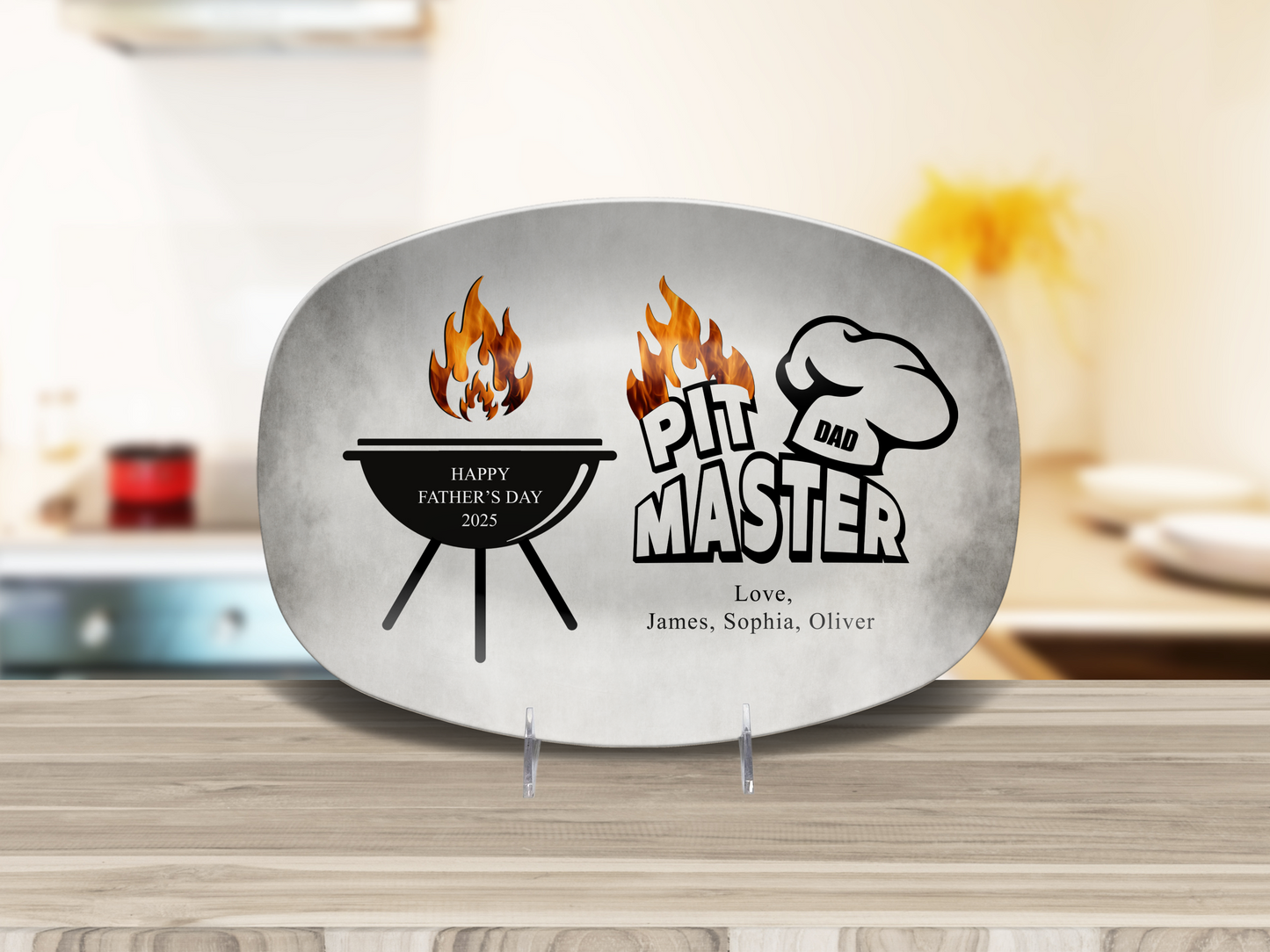 Personalized Grill Plate for Daddy, Papa, or Grandpa – Custom Names & Date – Father’s Day Gift Idea