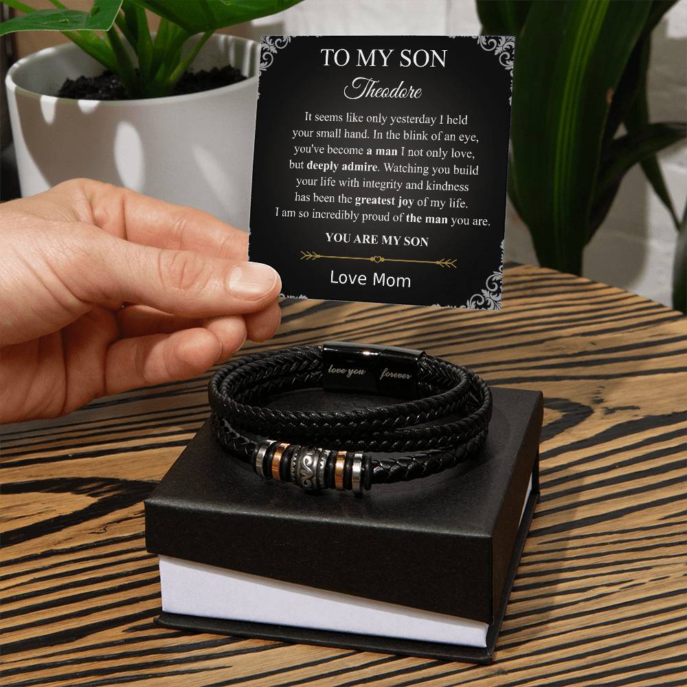 Bracelet for Son from Parents • Birthday Gift for Son • Graduation Gift • Son Bracelet with Engraved Message • Christmas Gifts for Son
