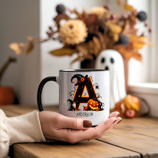 Personalized Gnome Halloween Monogram Coffee Mugs And Tote