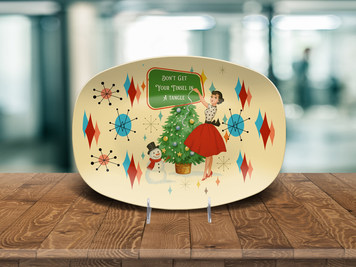 Vintage Christmas Oval Serving Platter