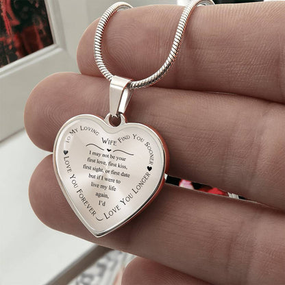 Engraved Heart Necklace Gift for Wife, Personalized Pendant, Custom Jewelry Keepsake, Anniversary Present, Heartfelt Love Token