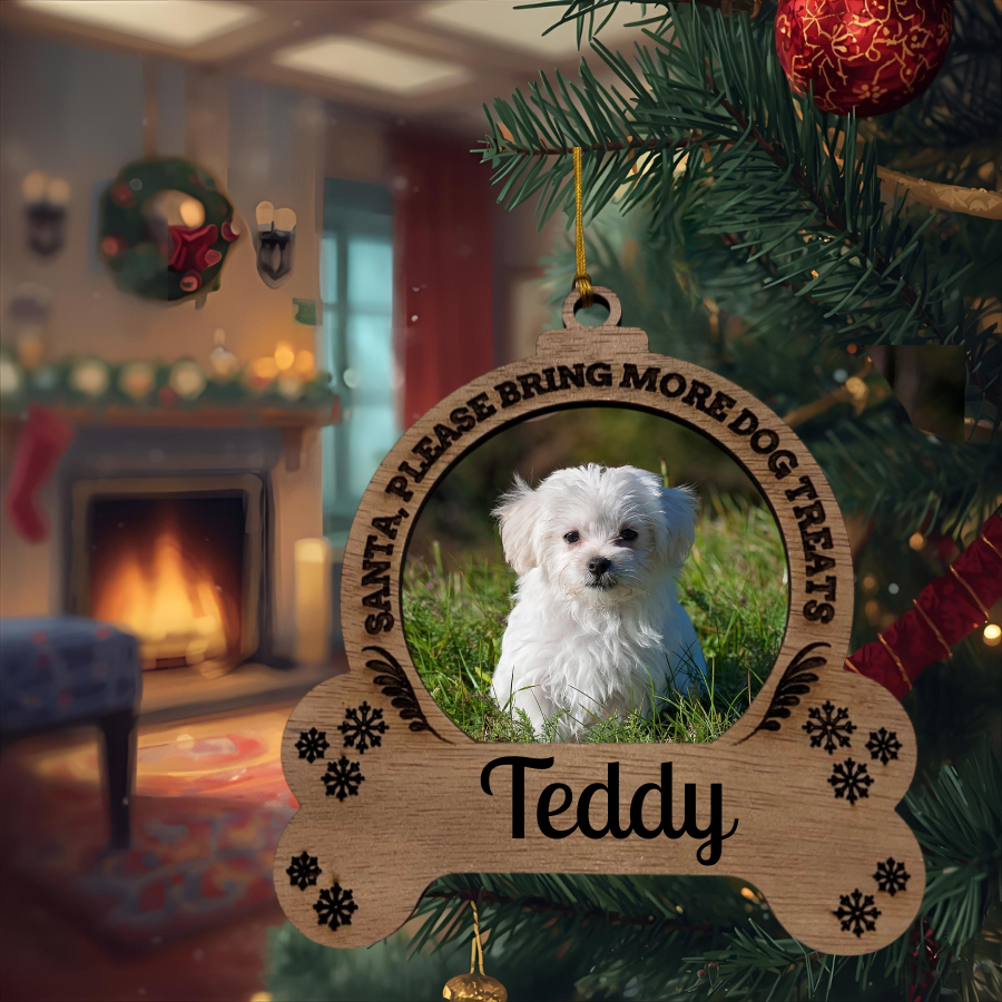 Custom Dog Photo Ornament - Personalized Pet Gift