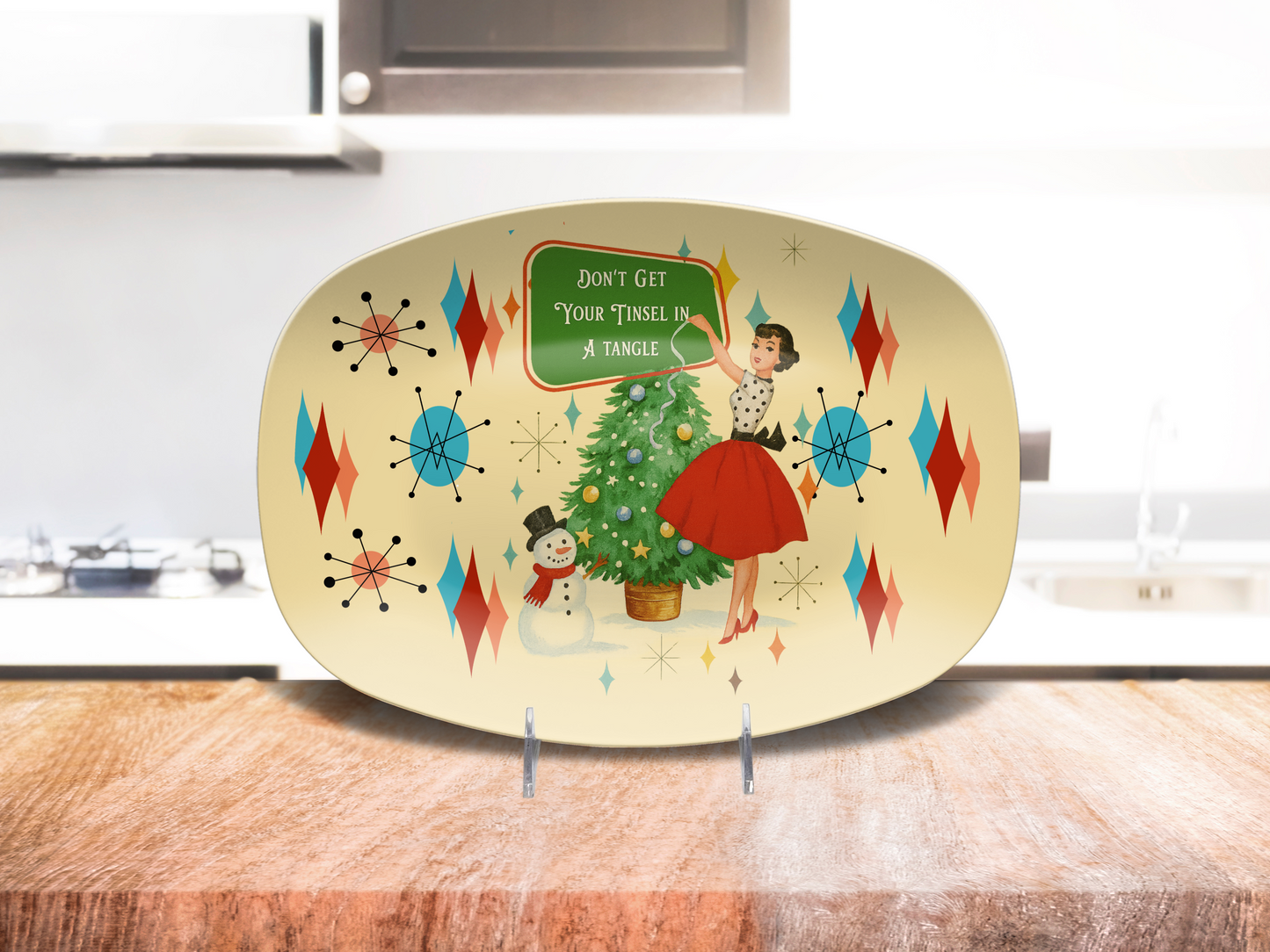 Vintage Christmas Oval Serving Platter