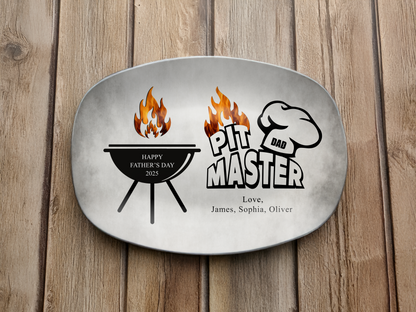 Personalized Grill Plate for Daddy, Papa, or Grandpa – Custom Names & Date – Father’s Day Gift Idea