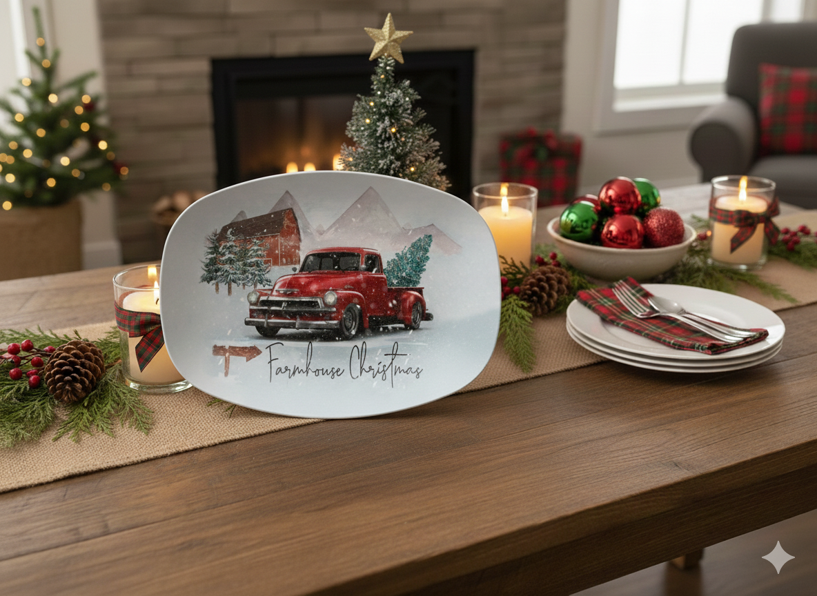 Farmhouse Christmas Unbreakable Oval Plate